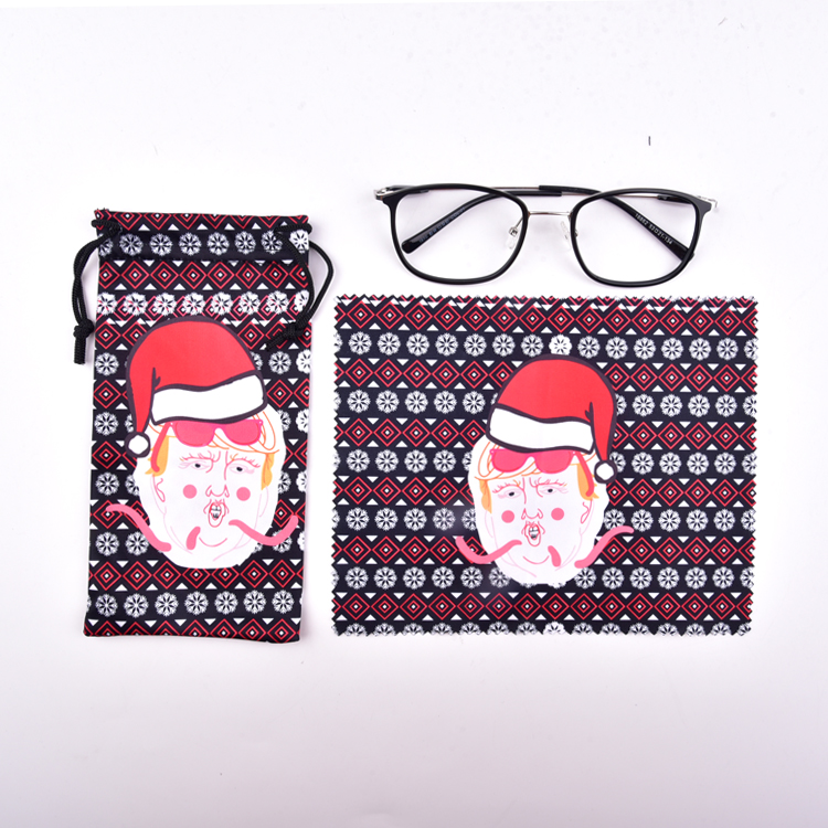 Custom Logo 100% Polyester RPET Microfiber Pouch Glasses Bag