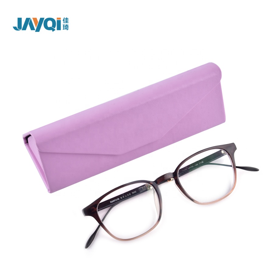 Custom Branded Cute Soft Leather Folding Triangle Glasses Case
