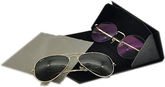 Foldable Black Eyewear Glasses Case Large Space