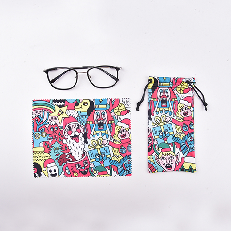 Custom Logo 100% Polyester RPET Microfiber Pouch Glasses Bag